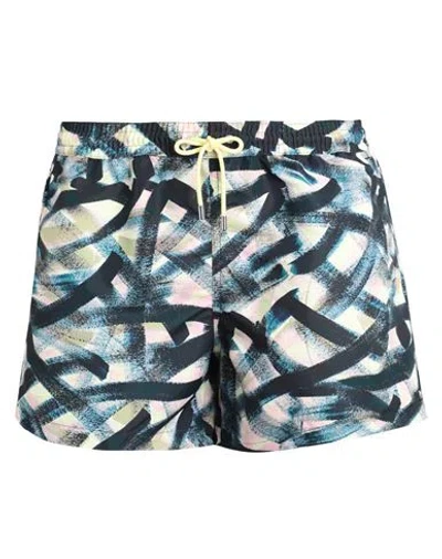 Paul Smith Man Swim Trunks Black Size Xl Recycled Polyester, Polyester In Blue