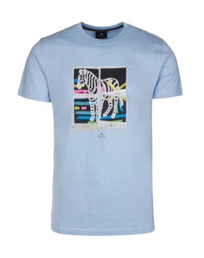 Paul Smith Man T-shirt Sky Blue Size M Cotton