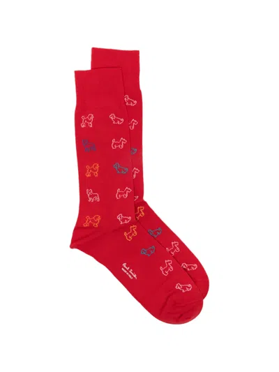 Paul Smith Mario Dog-pattern Socks In Red