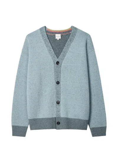 Paul Smith Marl-effect Wool Cardigan In Blue