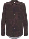 Paul Smith Camouflage Floral Print Shirt With Rear Curved Hem In Maroon