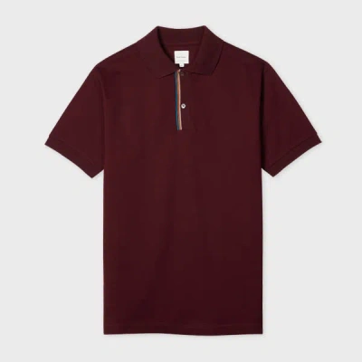 Paul Smith Maroon 'signature Stripe' Trim Polo Shirt Red