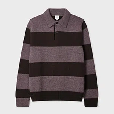 Paul Smith Mauve Block Stripe Knitted Polo Sweater Purple