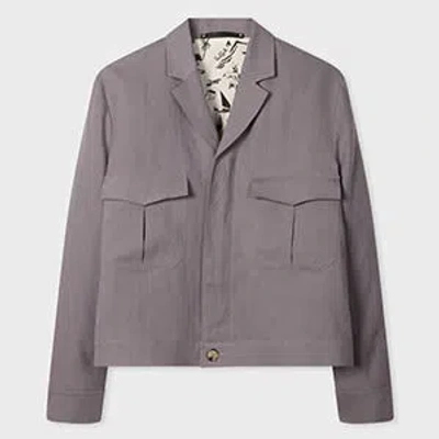 Paul Smith Mauve Linen Open-collar Jacket Purple In Gray