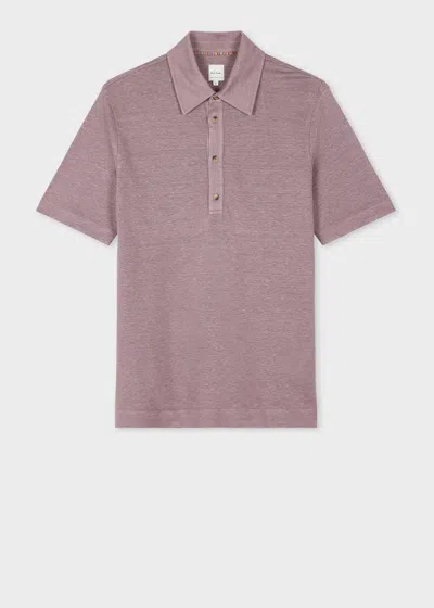 Paul Smith Short-sleeve Linen Polo Shirt In Burgundy