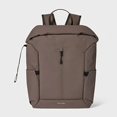 Paul Smith Mauve Nylon Backpack With Leather Trims Brown
