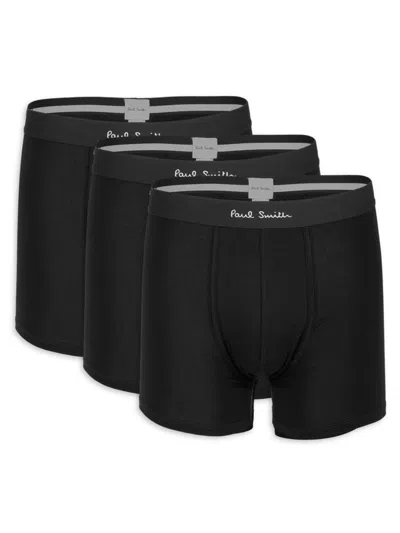 Paul Smith Men's 3-pack Logo Band Boxer Briefs In Black