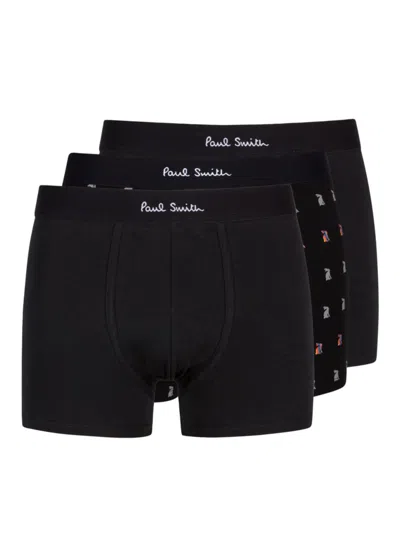 Paul Smith Men's 3-pack Stretch Cotton Trunks In Black