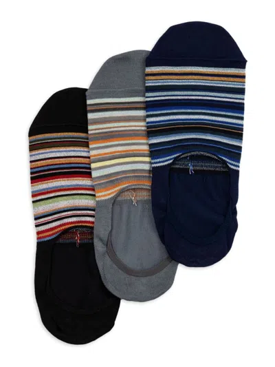 Paul Smith Men's 3-pack Striped No-show Socks Set In Multi