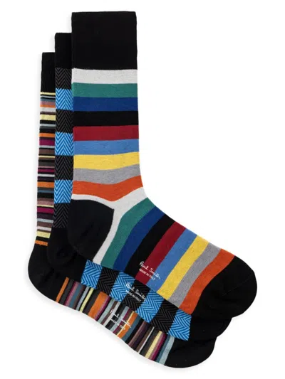 Paul Smith Men's 3-pack Striped Socks In Multi
