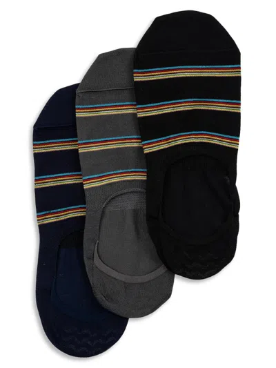 Paul Smith Men's 3-pack Striped No Show Socks Set In Multi