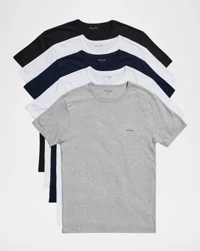 Paul Smith Men's 5-pack Cotton Logo Crewneck T-shirts In Multi