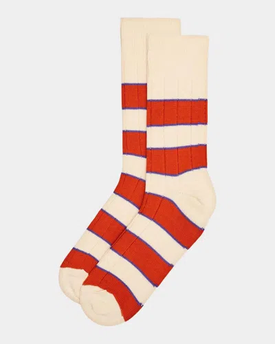 Paul Smith Men & Apos;s Kennedy Contrast-stripe Crew Socks In 02_off Whi