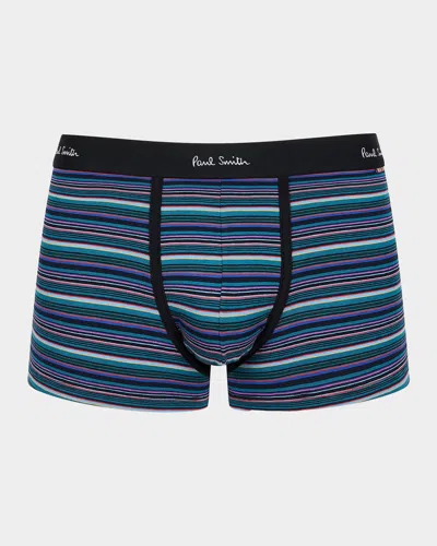 Paul Smith Men's Kenny Striped Stretch Cotton Trunk Brief In Green
