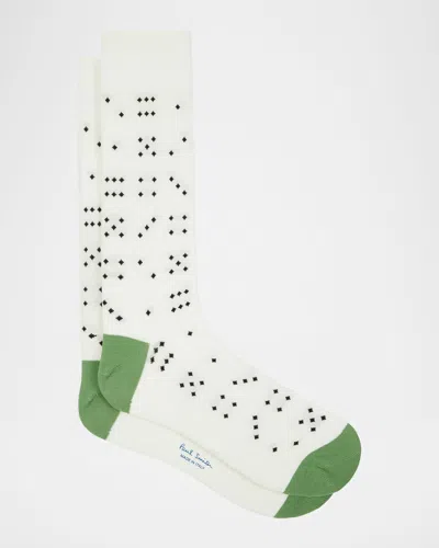 Paul Smith Men & Apos;s Polka Dot Dice Cotton Crew Socks In Green