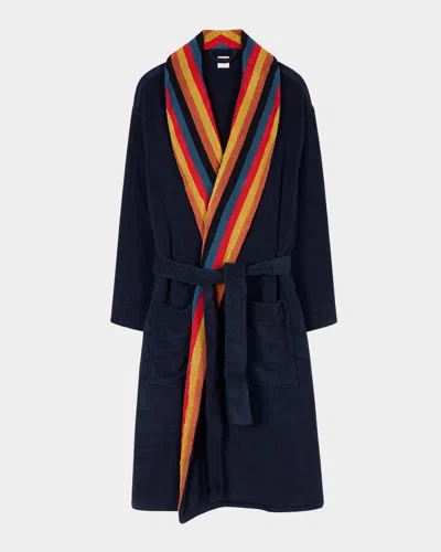 Paul Smith Men's Artist Stripe Cotton Terry Robe In Black