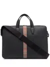 Paul Smith Leather Signature Stripe Briefcase In Black