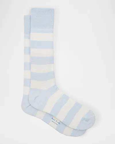 Paul Smith Men's Barry Thick Stripe Crew Socks In Turquoise