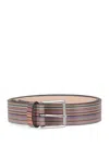 Paul Smith Striped Buckle Belt In Multi