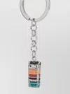 Paul Smith Silver Artist Stripe 'mini' Keyring Multicolour In White