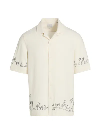 Paul Smith Mens Short Sleeves Regular Fit Shirt With Embroideredy In Neutral