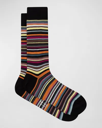 Paul Smith Men's Farley Striped Socks In Black