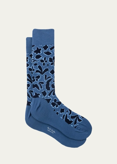 Paul Smith Men's Finlay Camo Socks In Turquoise