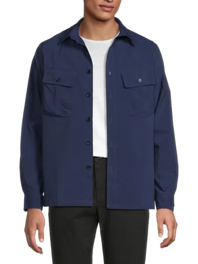Paul Smith Men's Flap Pocket Cotton-blend Overshirt In Blue