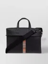Paul Smith Rectangular Leather Briefcase With Multicolored Stripe Detail In Black