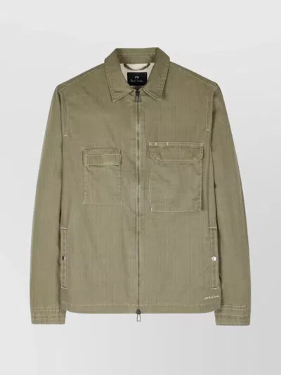 PAUL SMITH MEN'S FRONT ZIP OVERSHIRT
