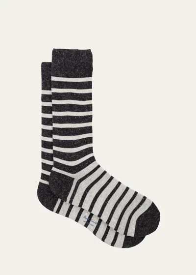 Paul Smith Men's Geoffrey Breton Stripe Crew Socks In Black