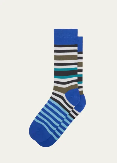 Paul Smith Men's George Stripe Crew Socks In Blue