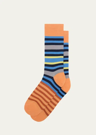 Paul Smith Men's George Stripe Crew Socks In Oranges