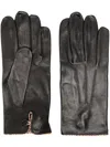 Paul Smith Striped Trim Leather Gloves In Black