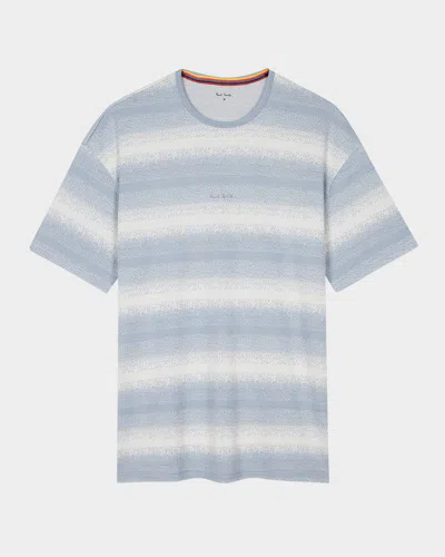 Paul Smith Men's Gradient Stripe Crewneck T-shirt In Turquoise