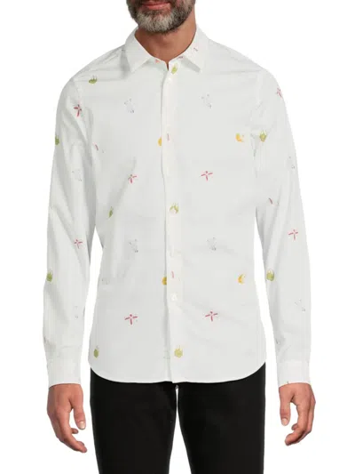 Paul Smith Men's Graphic Cotton Slim-fit Shirt In White