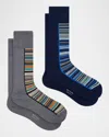Paul Smith Men's Half Signature Stripe 2-pack Crew Socks In Pattern