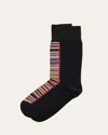 Paul Smith Men's Half Signature Stripe Crew Socks In 92 Multi