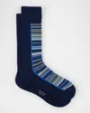 Paul Smith Half Signature Print Crew Socks In Navy