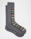 Paul Smith Men's Half Signature Stripe Crew Socks In Slate Gray