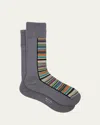 Paul Smith Men's Half Signature Stripe Crew Socks In Slate Gray