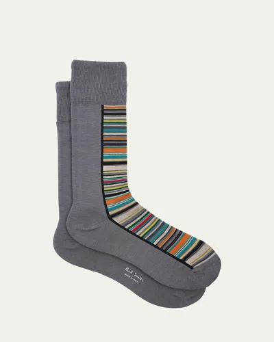 PAUL SMITH MEN'S HALF SIGNATURE STRIPE CREW SOCKS