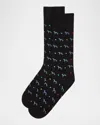 Paul Smith Men's Hank Whippet-print Crew Socks In Blue