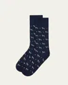 Paul Smith Men's Hank Whippet-print Crew Socks In Blue