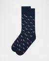Paul Smith Men's Hank Whippet-print Crew Socks In Blue