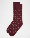 Paul Smith Men's Hank Whippet-print Crew Socks In Brown