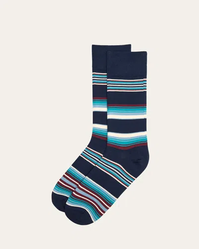Paul Smith Men's Howard Stripe Crew Socks In Blue