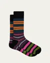 Paul Smith Black Mixed Block Stripe Socks In Black