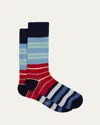 Paul Smith Navy Mixed Block Stripe Socks Blue In Navy