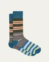 Paul Smith Men's Iacopo Stripe Crew Socks In Petgreen